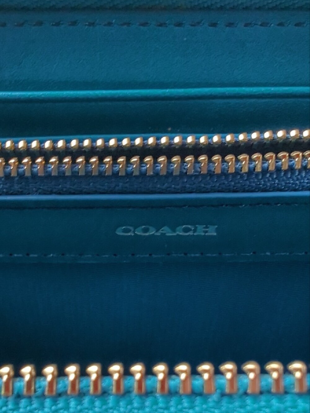 Coach Teal Zip-Around Wristlet Wallet - Picture 10 of 17